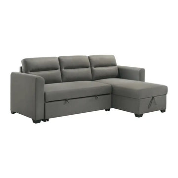 Sectionnel-lit et réversible avec rangement - gris