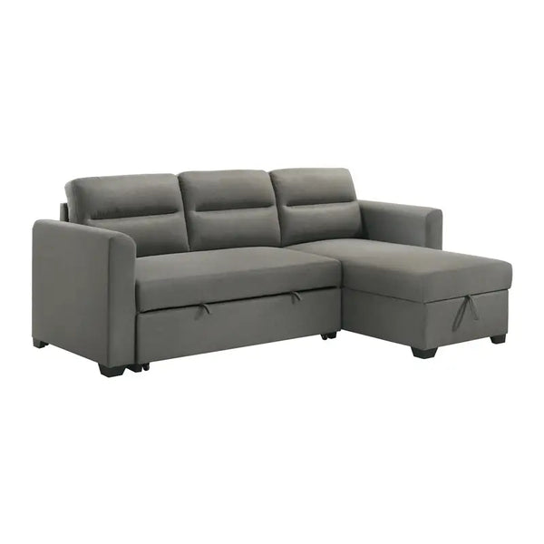 Sectionnel-lit et réversible avec rangement - gris