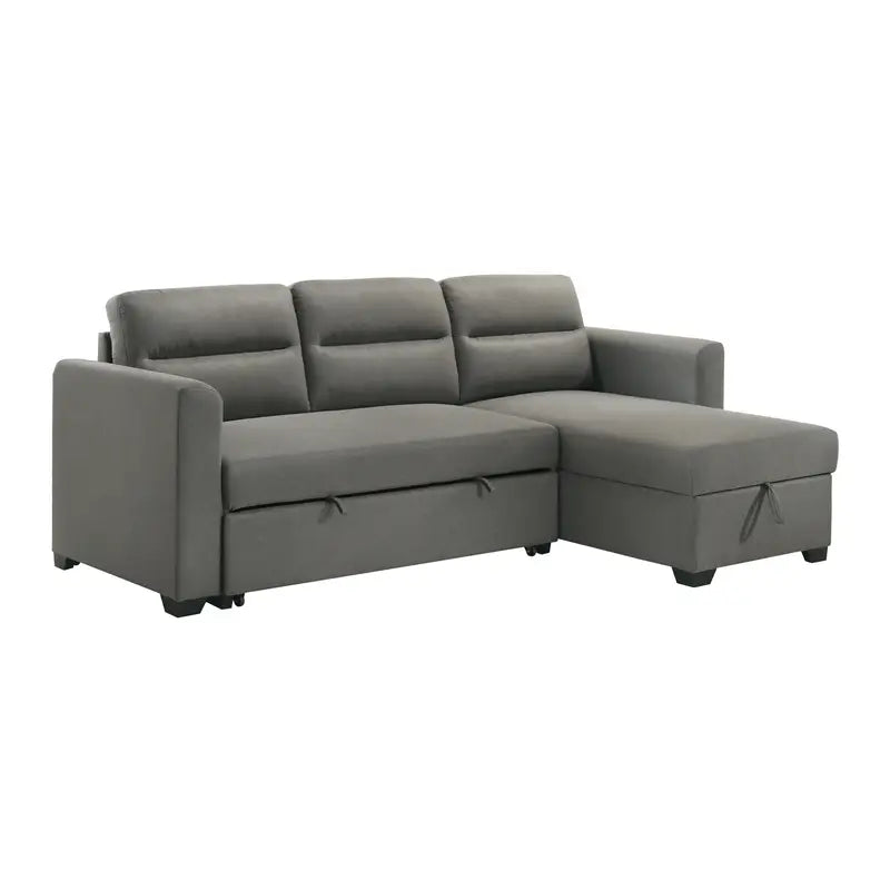 Sectionnel-lit et réversible avec rangement - gris